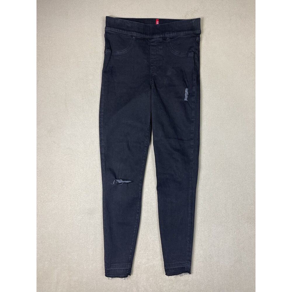 Spanx Jeans Womens Small‎ Black Distressed Skinny Slim Denim Adult